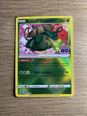 #ad Pokémon TCG Radiant Venusaur Pokémon GO 004 078 Holo Radiant Rare $1.00