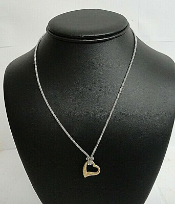 #ad RI3 14K Two Tone Gold Necklace with Heart Pendant 4.8 Grams $649.50