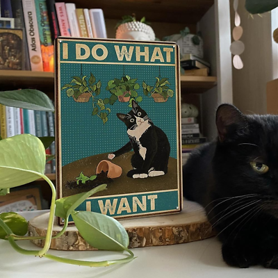 #ad Cat Signs Gifts for Cat Lovers Tuxedo Cat Decor I Do What I Want Cat Wall Art $10.30
