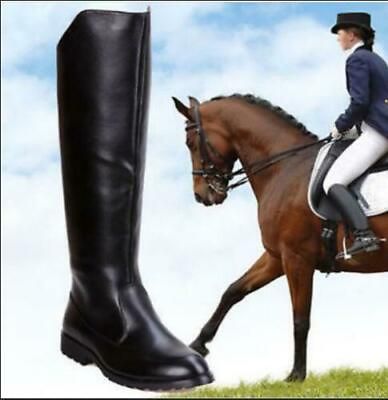 #ad Mens PU Leather Knee High Equestrian Boots Riding Boots Military Shoe Black @dii $42.86