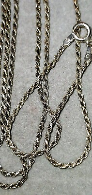 #ad Vintage 925 Sterling Silver Rope Chain Necklace 30quot; ITALY 7g Excellent Condition $28.95