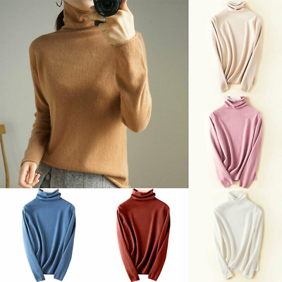 #ad Women#x27;s Slim Knitted Turtleneck Cashmere Jumper Wool Pullover Elasticity Sweater $28.83