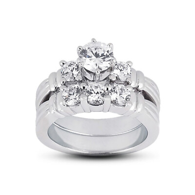 #ad 0.99ct H VS2 Round Natural Diamonds 14k Vintage Style Matching Bridal Set $2146.21