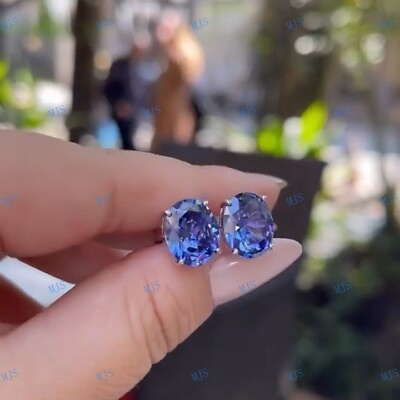 #ad Gift 8x6mm Oval Cut Tanzanite 4 Prong Stud Earrings in 925 Silver with Push Back $24.89
