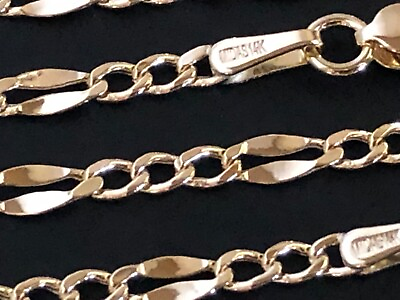 #ad 14 k Solid Yellow Gold 2.95 mm Fancy Figaro Chain Necklace 16”18”20”22”24”. $229.00