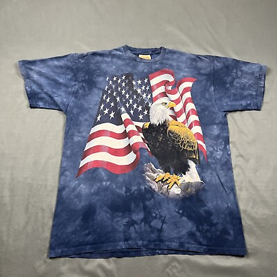 #ad THE MOUNTAIN BALD EAGLE AMERICAN FLAG Mountains T Shirt Size X Large USA $24.99