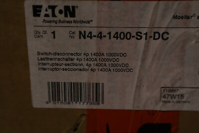 #ad NEW Eaton N4 4 1400 S1 DC Photovoltaic Safety Switch​ Disconnect 1400 AMP 2225 $14000.00