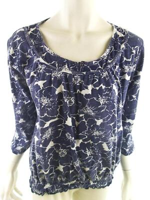 #ad Paco Size 16 44 Navy Blouse Cotton 100% Sleeve 3 4 $21.74