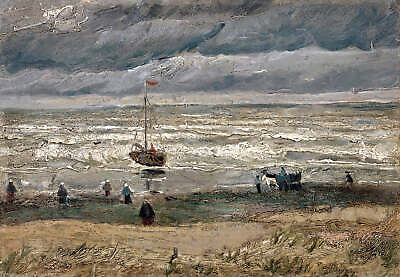 #ad Beach at Scheveningen in Stormy Weather by Vincent van Gogh Art Print $11.95