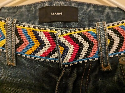 #ad Alanui Beaded Belt Boyfriend Denim Jeans Santa Monica. Size 25 Cropped Italy $130.00