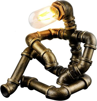 #ad Vintage Steampunk Table Lamp Creative Robot Style Desk Industrial Water Pipe $169.99