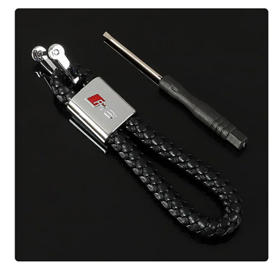 #ad For Audi RS Car Keychain Keyring High Quality Rope Gift Accessories Black $23.99