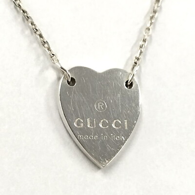 #ad Gucci Necklace Heart Plate Sv925 Silver 94065 $123.99