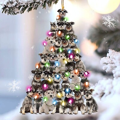 #ad Schnauzer Dog Christmas Tree Hanging Ornament Dog Lovers Gift Wood. $12.99
