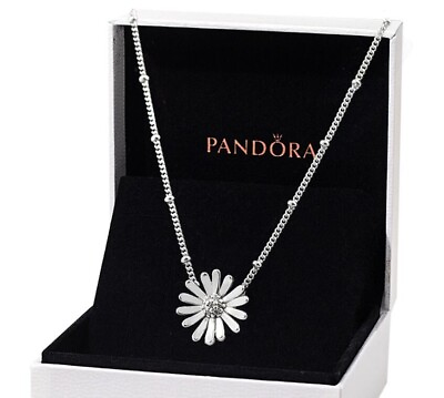 #ad Authentic PANDORA Necklace Sterling Silver Daisy Flower Necklace 398964C01 17.7quot; $47.99