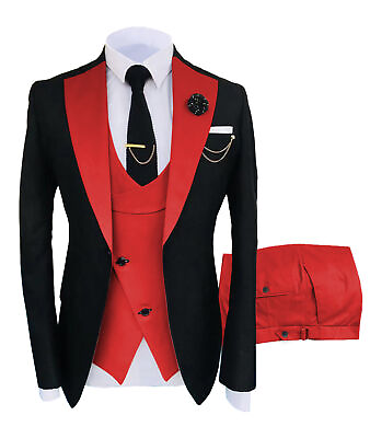 Men Suits 3Pieces Notch Lapel Formal BlazerVestPants Groomsmen Tuxedo Wedding $94.80