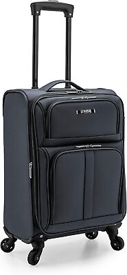 #ad Anzio Softside Expandable Spinner Luggage Dark Grey Carry on 22 Inch $56.07
