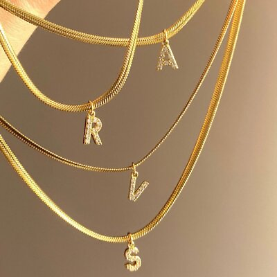 #ad Fashion Crystal A Z 26 English Letters Alphabet Initials Women Pendant Necklace $2.52