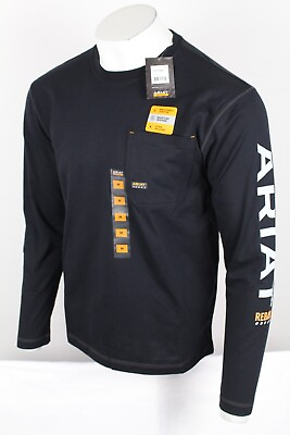 #ad Ariat Men#x27;s T Shirt Rebar Workman Logo Long Sleeve Medium Black 10023916 $29.69