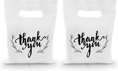 #ad 100PCS Small Thank You Merchandise Bags Plastic Goodie Bags Party Favor Bags for $10.10