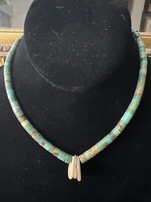 #ad Old Pawn 1940’s Navajo Sterling Turquoise amp; Shell 15” Necklace $285.00