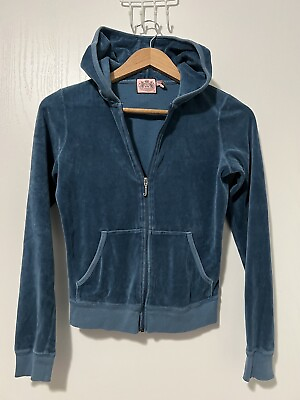 #ad Juicy Couture Hoodie Jacket Woman M Blue Full Zip Up $23.16