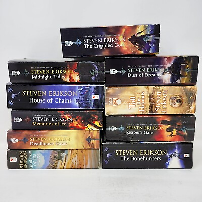 #ad Malazan Book of the Fallen Complete Series 1 10 by Steven Erikson PB C $130.00