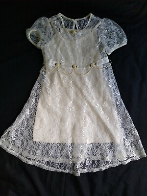 #ad Girls Size 6 Vintage Lace Dress with matching spaghetti dress 2 pcs. Made In USA $13.99