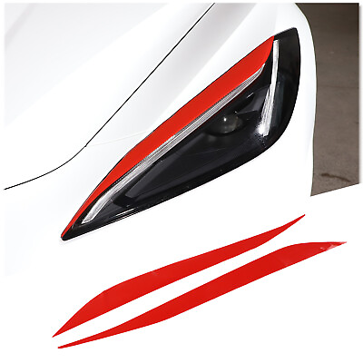 #ad Red PVC Car Headlight Upper Eye Lip Sticker Vinyl For Corvette C8 Z06 2020 2023 $22.99
