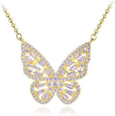 #ad Trendy Gold Pendant Necklace Butterfly Inspired Jewelry for Women Purple 16 $35.50