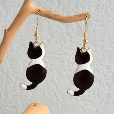 #ad Cute Enamel Cat Design Dangle Earrings Cartoon Jewelry Adorable Gift Women Gift $9.98