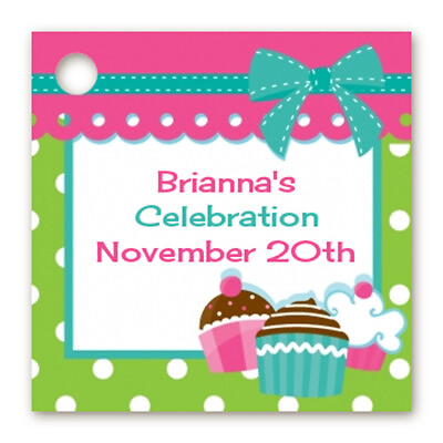 #ad Cupcake Trio Personalized Birthday Party Card Stock Favor Tags Set of 20 $7.25