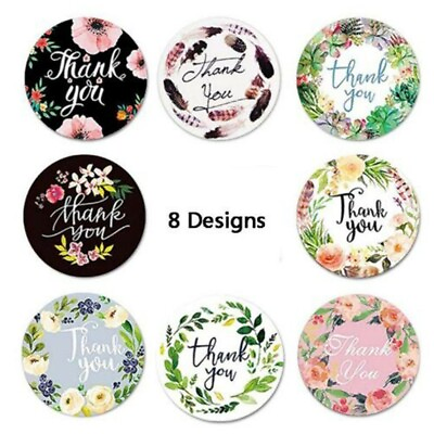 #ad 40 Thank You Stickers Cute Flowery Variety Small Business Envelope 1 Inch Round $1.90