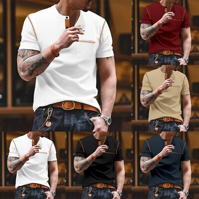 #ad T Shirt Polyester Regular Short Sleeve Slight Stretch Summer Top Casual $26.84