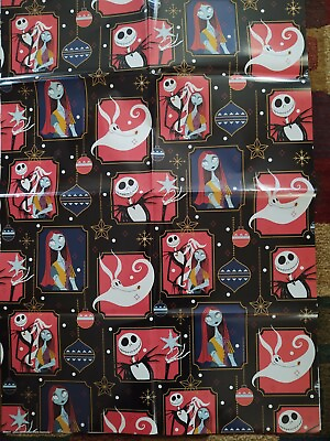 Nightmare Before Christmas Gift Wrap Sheet 20 By 30 Inches Hallmark Jack Susie $5.00