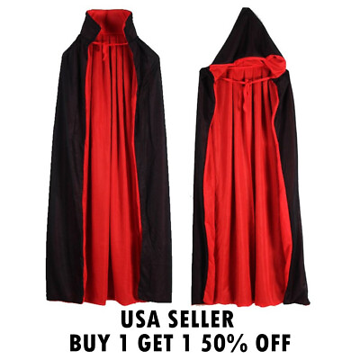 #ad Double Sided Halloween Vampire Cloak Unisex Adult Child Reversible Stand Up Cape $10.99