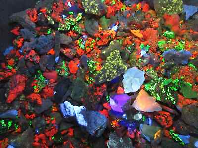 #ad Half Pound fluorescent mineral rocks small colorful rock chips and some sand $8.99