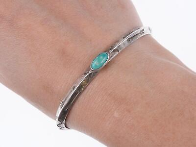 #ad 6 5 8quot; 30#x27;s 40#x27;s Navajo Hand stamped silver and turquoise bracelet z $236.25