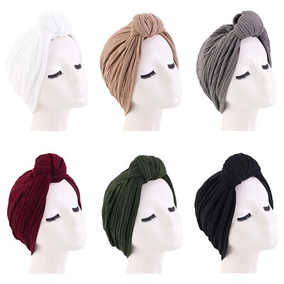 #ad Polyester Pre Tied Bonnet Solid Color Head Wraps New Turbante Mujer AU $13.80