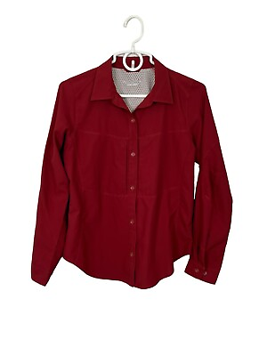 #ad Royal Robbins Men#x27;s Woven Camp Shirt Small Reddish Button Up Long Sleeve Pockets $15.00