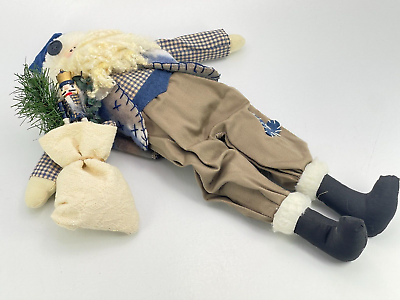 #ad Vintage Christmas Ornament Decor Country Folk Santa Claus Bag of Toys Plush 17quot; $19.24