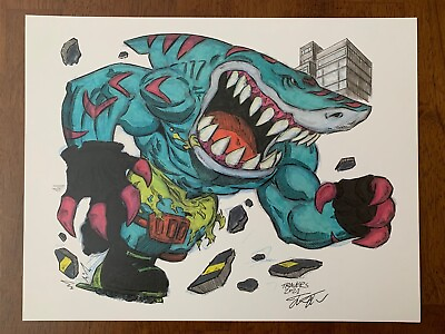 #ad Street Sharks Streex 8.5x11 Print Poster Signed 90s Kid Cartoon Toys Wall Art $19.99