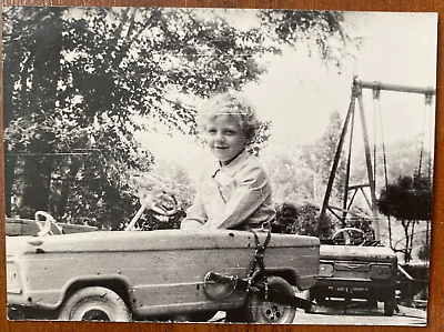 #ad Pretty Attractive Young Boy on a Children#x27;s Pedal Car Cute Kids Vintage photo $5.50