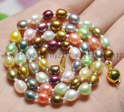 #ad AA Natural 6 7mm Multi color Genuine Freshwater Cultured Pearl Necklaces 18#x27;#x27; $12.59