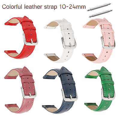 #ad Cowhide Genuine Leather Band 10 24mm 22mm Sports Smart Watch Bracelet Band Belt $4.49