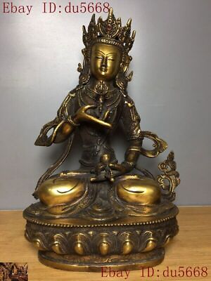#ad 12quot;Tibetan Bronze Gilt Inlay gem Vajrasattva Tara Kwan Yin Guanyin Buddha statue $233.52