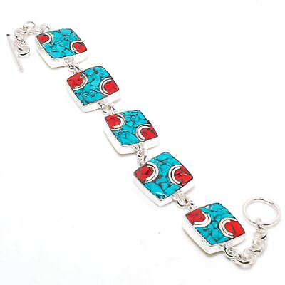 #ad Turquoise Red Coral Handmade Ethnic Tribal Jewelry Tibetan Bracelet 8quot; NBB 3046 $12.99