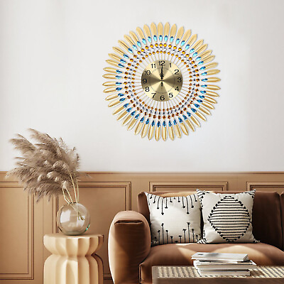 #ad 3D Large Metal Sunburst Wall Clock Modern Luxury Design Wall Clock 27.55quot; Gold $38.90