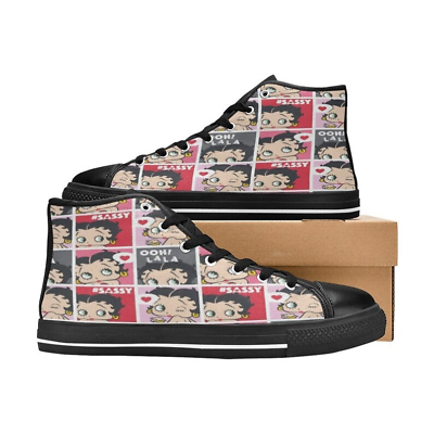 #ad Retro Betty Boop Shoes Betty Boop Cartoon Gift Printed High Top Shoes. $66.99