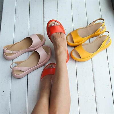 #ad Women Slingback Sandals Ladies Open Toe Wedge Casual Slippers Flat Shoes Summer $19.99